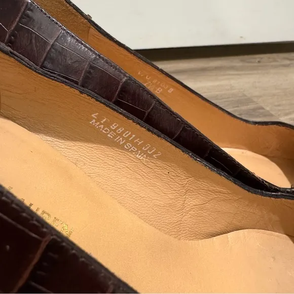 Vintage Ralph Lauren Brown Textured Block Heel Pumps