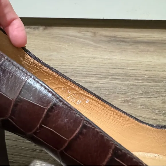 Vintage Ralph Lauren Brown Textured Block Heel Pumps