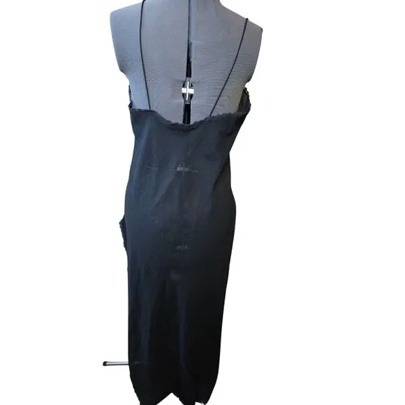 Vintage Semi Sheer Papillon By Paula Careone Black Nightgown Butterfly Appliqué