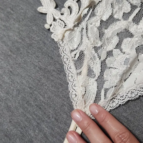 Vintage Sheer Floral Lacey Lingerie Ivory Cream Slip Chemise Tank Mini Dress