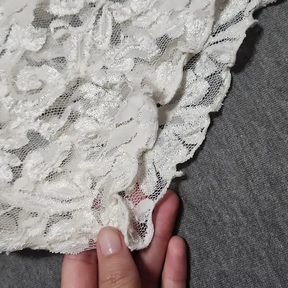 Vintage Sheer Floral Lacey Lingerie Ivory Cream Slip Chemise Tank Mini Dress