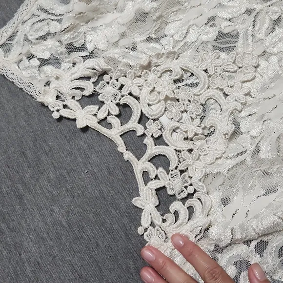 Vintage Sheer Floral Lacey Lingerie Ivory Cream Slip Chemise Tank Mini Dress