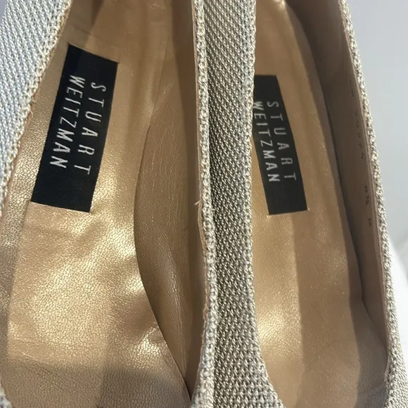 Vintage Stuart Weitzman Neutral Woven Block Heels 8.5