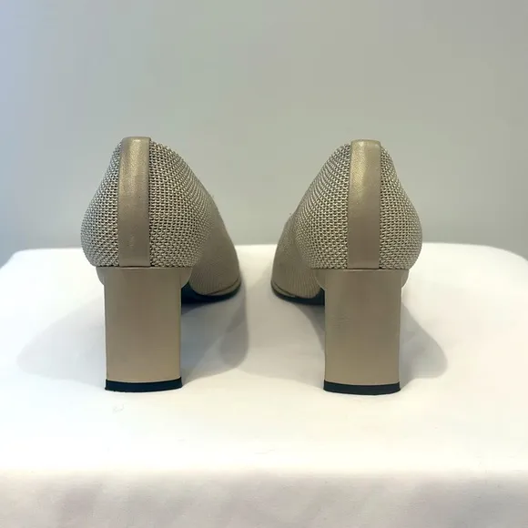 Vintage Stuart Weitzman Neutral Woven Block Heels 8.5