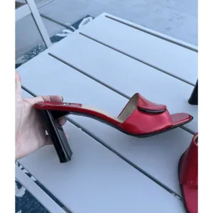 Vintage Stuart Weitzman Red Patent Leather Open Toe Heels - Size 9