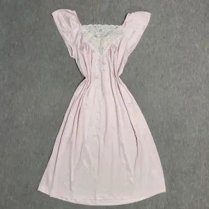 Vintage Union Made Lacey Lingerie Pink Chemise Slip Dress Nightgown