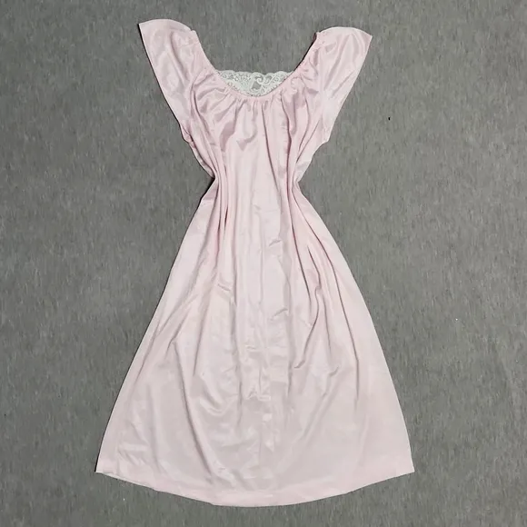 Vintage Union Made Lacey Lingerie Pink Chemise Slip Dress Nightgown