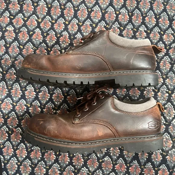 Vintage Y2K Chunky Sketchers Brown Leather Oxfords Men’s 11