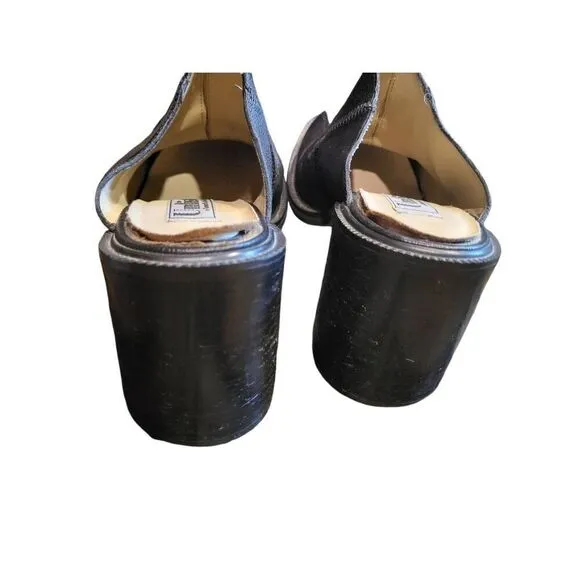 Vintage Y2K Mules Women's 7 Black Leather Patchwork Chunky Clogs Kenneth Cole