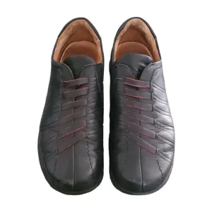 VINTAGE Y2K THINK! Black Leather Slip On Oxfords Loafers EU 40 10 Luxe Austria