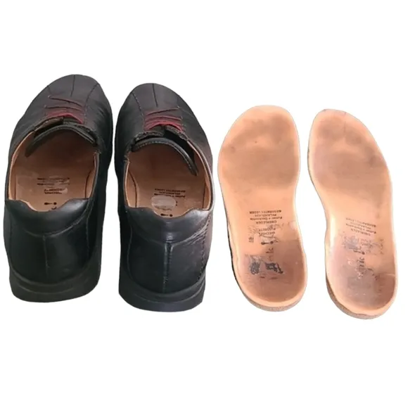 VINTAGE Y2K THINK! Black Leather Slip On Oxfords Loafers EU 40 10 Luxe Austria