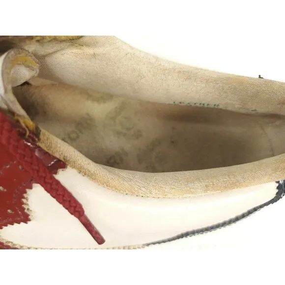 Vintage 60s Patent Leather Golf Shoes Oxfords Mens 9.5 Red White Blue USA