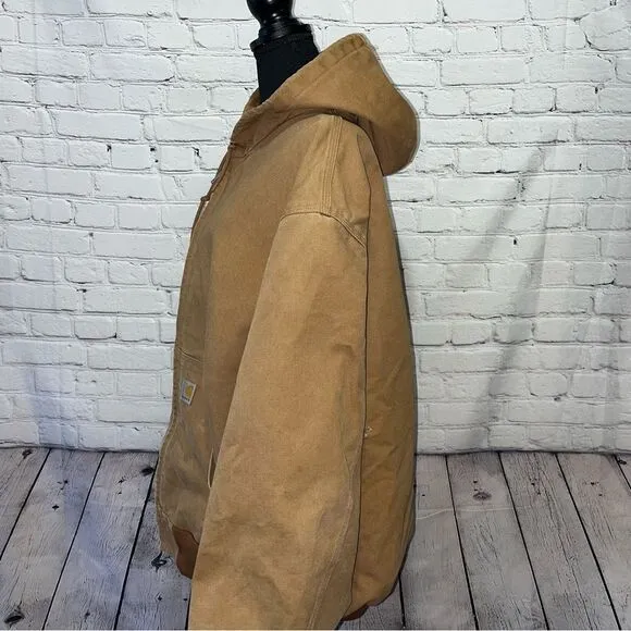 Vintage Carhartt Duck Canvas Hooded Thermal Lined Work Jacket