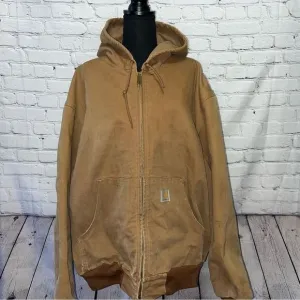 Vintage Carhartt Duck Canvas Hooded Thermal Lined Work Jacket