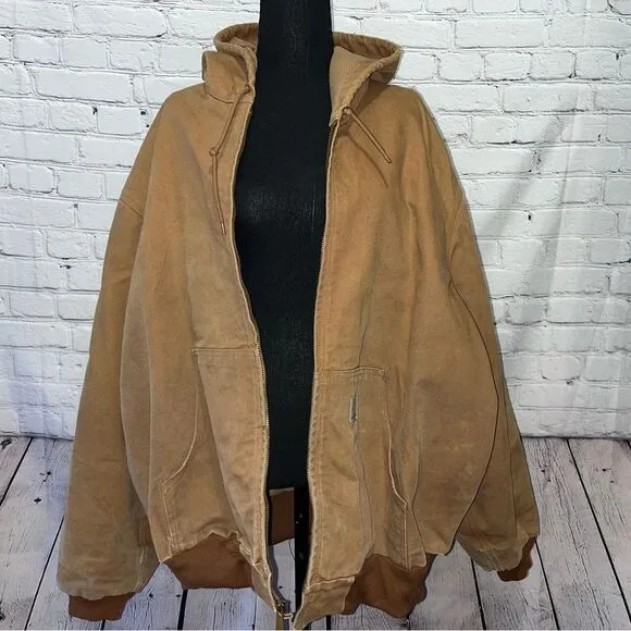 Vintage Carhartt Duck Canvas Hooded Thermal Lined Work Jacket