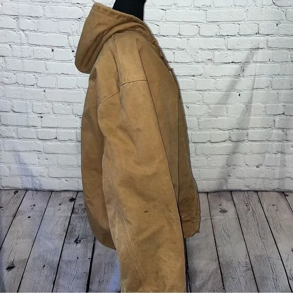 Vintage Carhartt Duck Canvas Hooded Thermal Lined Work Jacket
