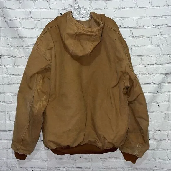 Vintage Carhartt Duck Canvas Hooded Thermal Lined Work Jacket