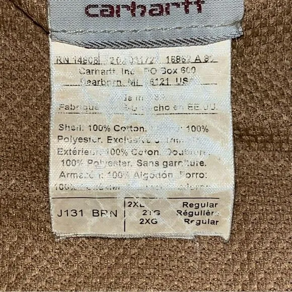 Vintage Carhartt Duck Canvas Hooded Thermal Lined Work Jacket
