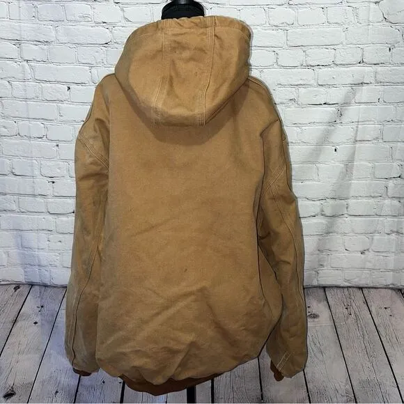 Vintage Carhartt Duck Canvas Hooded Thermal Lined Work Jacket