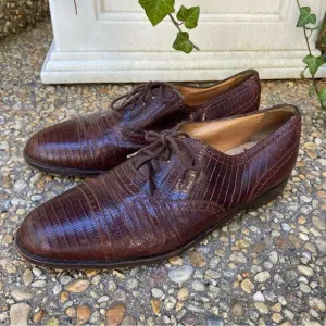 Vintage Italy genuine lizard lace oxfords mens size 8.5