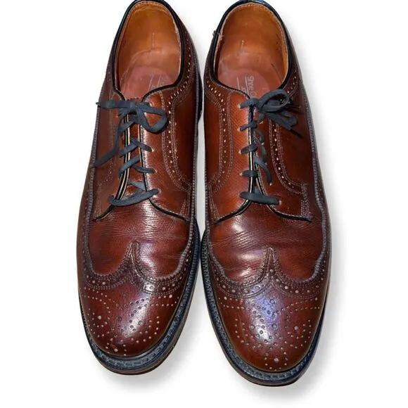 Vintage JC Penney Shoe Classics Brown Leather Longwing Wingtip Oxfords Men 10.5