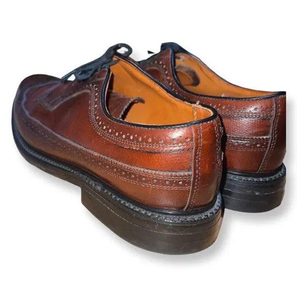 Vintage JC Penney Shoe Classics Brown Leather Longwing Wingtip Oxfords Men 10.5