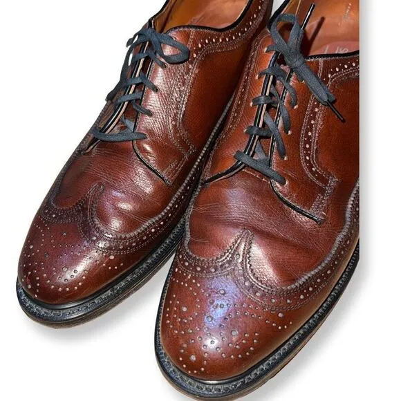 Vintage JC Penney Shoe Classics Brown Leather Longwing Wingtip Oxfords Men 10.5