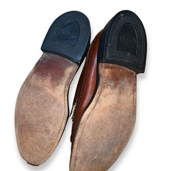 Vintage JC Penney Shoe Classics Brown Leather Longwing Wingtip Oxfords Men 10.5
