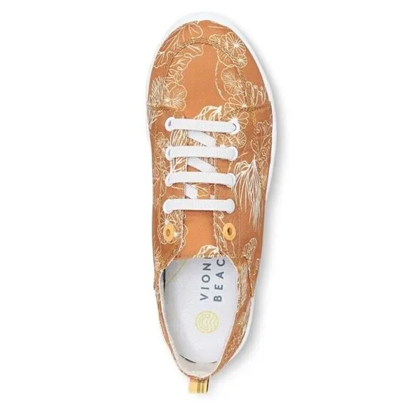 Vionic Beach Pismo Sneaker Womens 7 Medium Starfish Coral Print Supportive New