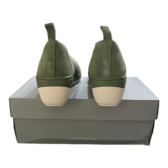 Vionic Jacey Knit Army Women's Green Slip-On Wedge Shoes Size 8