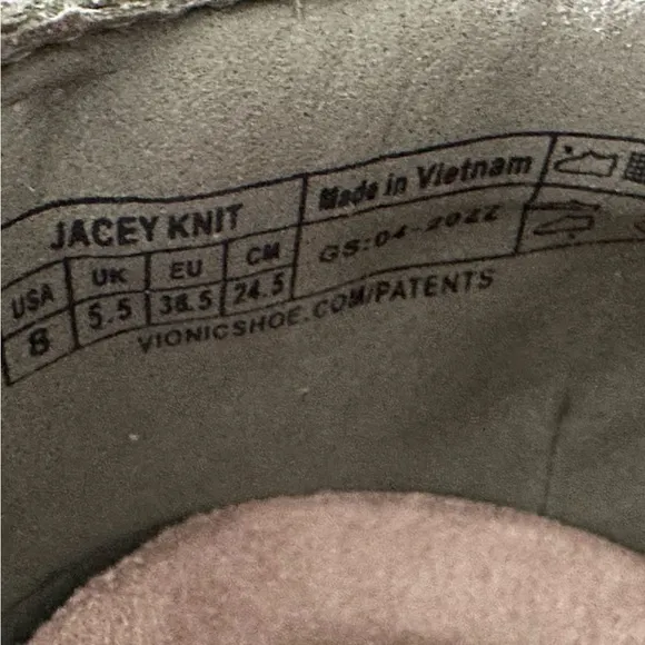 Vionic Jacey Knit Army Women's Green Slip-On Wedge Shoes Size 8