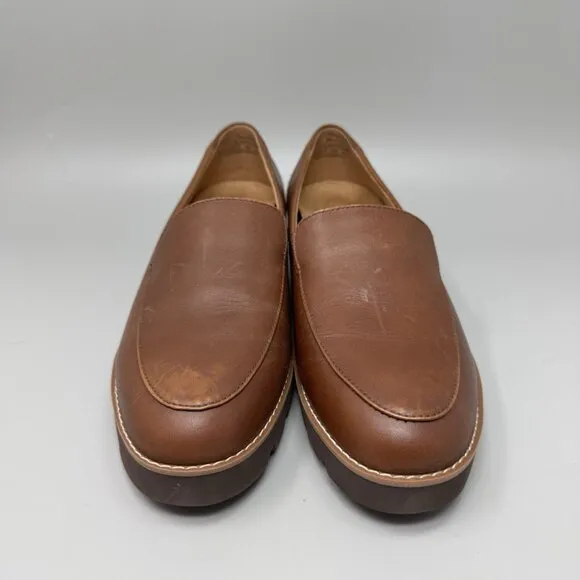 Vionic Kensley Arch Support Brown Leather Women's Loafers Shoes Size 8