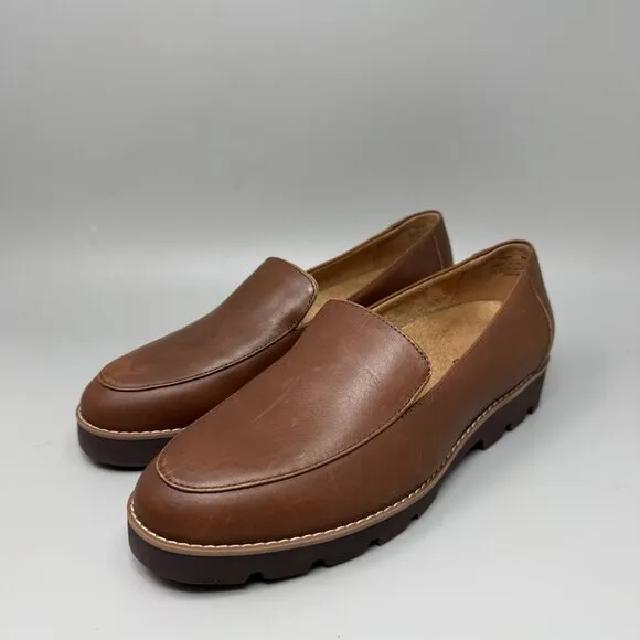 Vionic Kensley Arch Support Brown Leather Women's Loafers Shoes Size 8