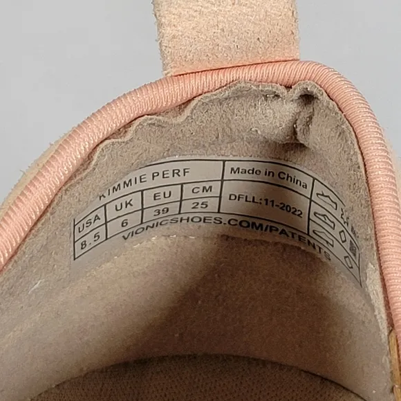 Vionic Kimmie Perf Slip On Supportive Sneaker 8.5 Pink Orthopedic Shoes *Read*