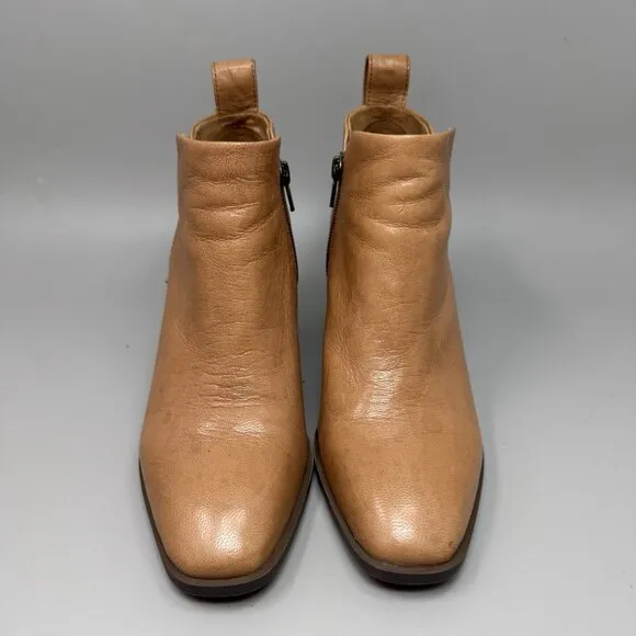 Vionic Lyssa Ankle Boots Booties Shoes Womens Size 7 Tan Leather Zip Up