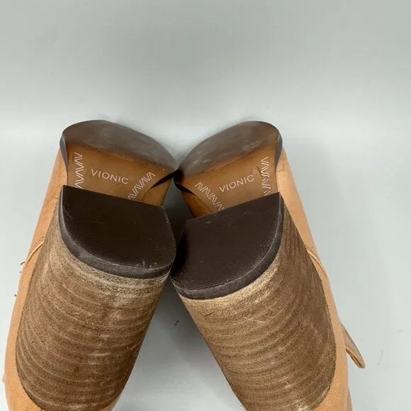 Vionic Lyssa Ankle Boots Booties Shoes Womens Size 7 Tan Leather Zip Up