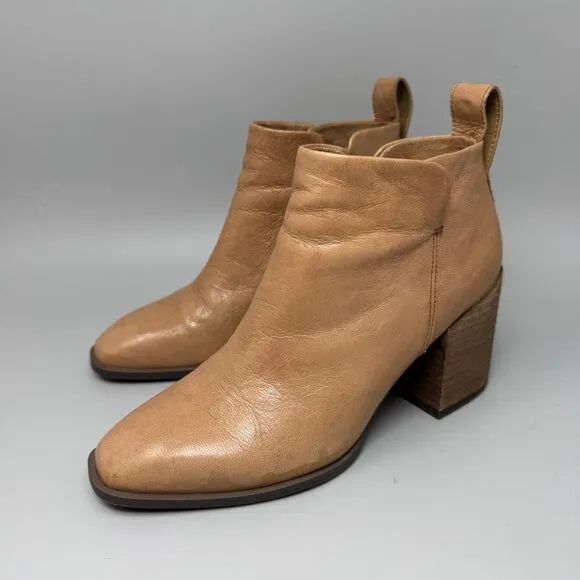 Vionic Lyssa Ankle Boots Booties Shoes Womens Size 7 Tan Leather Zip Up