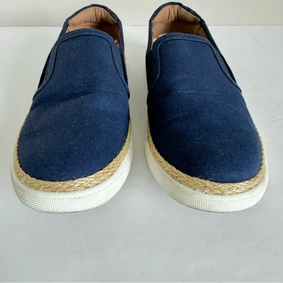 Vionic Rae Slip On Nautical Denim Canvas Espadrille Boat Shoes navy 7.5