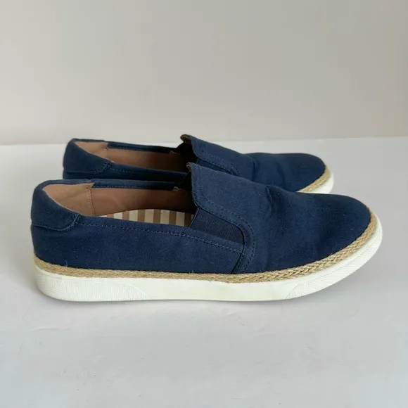 Vionic Rae Slip On Nautical Denim Canvas Espadrille Boat Shoes navy 7.5