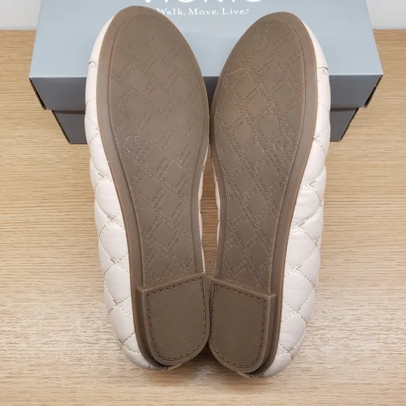 Vionic Spark Desiree Quilted Ballet Flat Shoes Comfort Supportive Nude