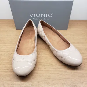 Vionic Spark Desiree Quilted Ballet Flat Shoes Comfort Supportive Nude