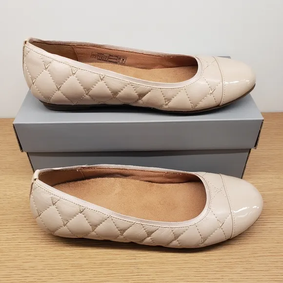 Vionic Spark Desiree Quilted Ballet Flat Shoes Comfort Supportive Nude