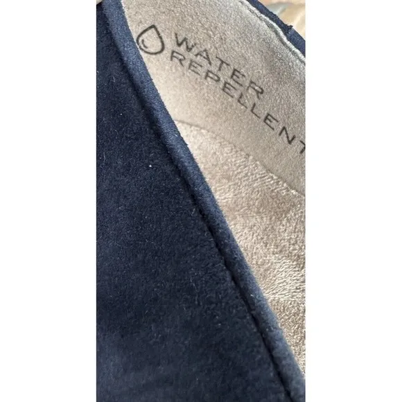 Vionic Willa Navy Suede Wedge Womens 6.5 Wide Slip On Shoes Arch Support New