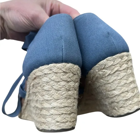 Vionic Women's Aruba Kaitlyn blue Lace-up Wedge Espadrille comfort shoes size 9