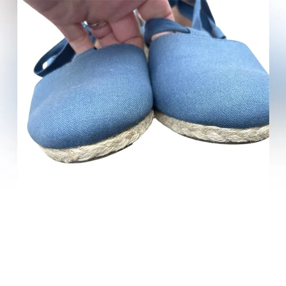 Vionic Women's Aruba Kaitlyn blue Lace-up Wedge Espadrille comfort shoes size 9