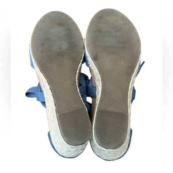 Vionic Women's Aruba Kaitlyn blue Lace-up Wedge Espadrille comfort shoes size 9