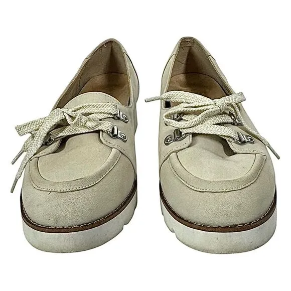 VIONIC Womens Charm Teagan Loafers Ivory Cream Nubuck Lug Soles Size 9.5 M Used