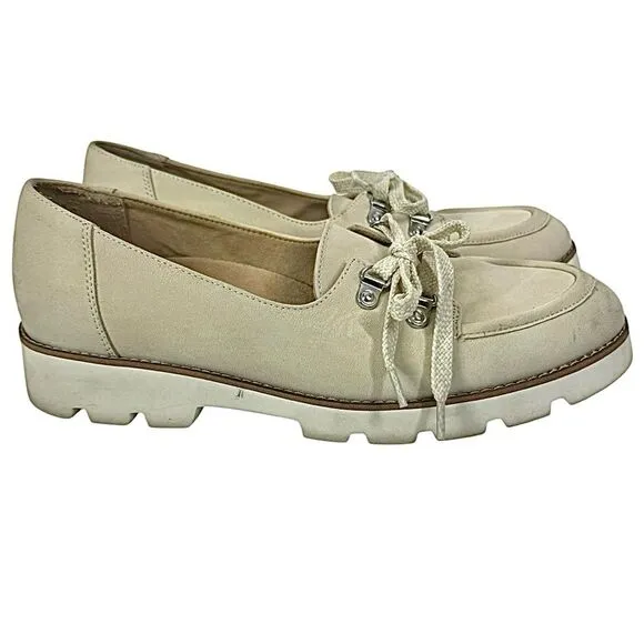 VIONIC Womens Charm Teagan Loafers Ivory Cream Nubuck Lug Soles Size 9.5 M Used