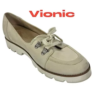 VIONIC Womens Charm Teagan Loafers Ivory Cream Nubuck Lug Soles Size 9.5 M Used