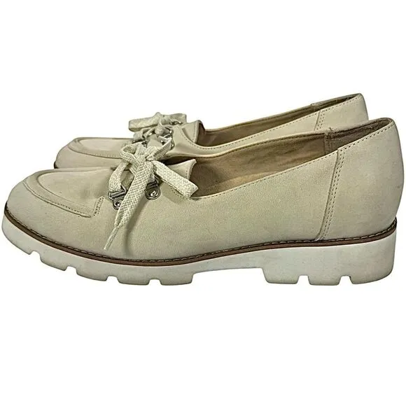 VIONIC Womens Charm Teagan Loafers Ivory Cream Nubuck Lug Soles Size 9.5 M Used